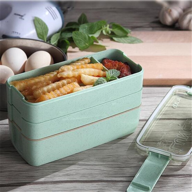 Meerlagige lunchbox plastic voedselcontainer kinderen school draagbare bentobox geschikt wandelen kamperen keukenbenodigdheden