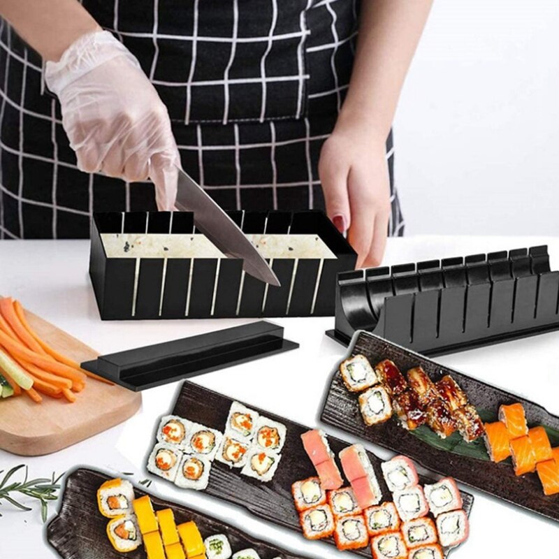 10 Pcs/Set DIY Sushi Making Kit Roll Sushi Maker Rice Roll Mold Kitchen Sushi Tools Japanese Sushi Cooking Tools Kitchen Tools