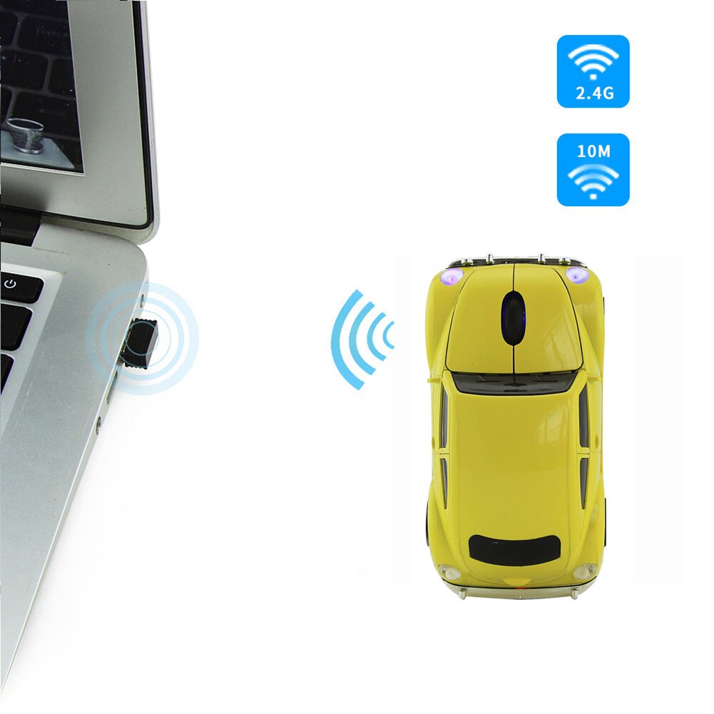 Coccinelle – souris de jeu ergonomique en forme de voiture, sans fil, 2.4GHz, avec récepteur, pour PC, ordinateur portable, pour garçons