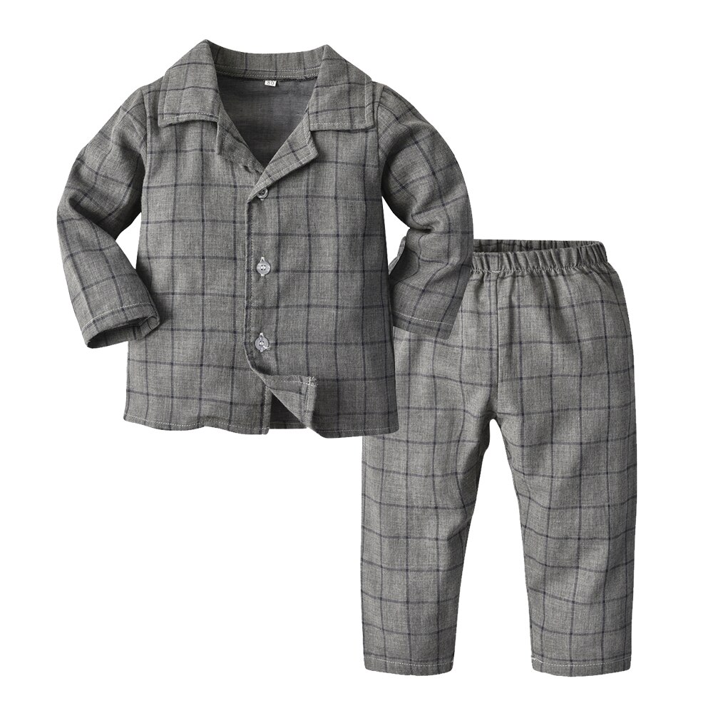 Top En Top Mode Herfst Baby Pyjama Lange Mouwen Pyjama Jongens Meisjes Pyjama Peuter Nachtkleding Plaid Baby Kleding Sets