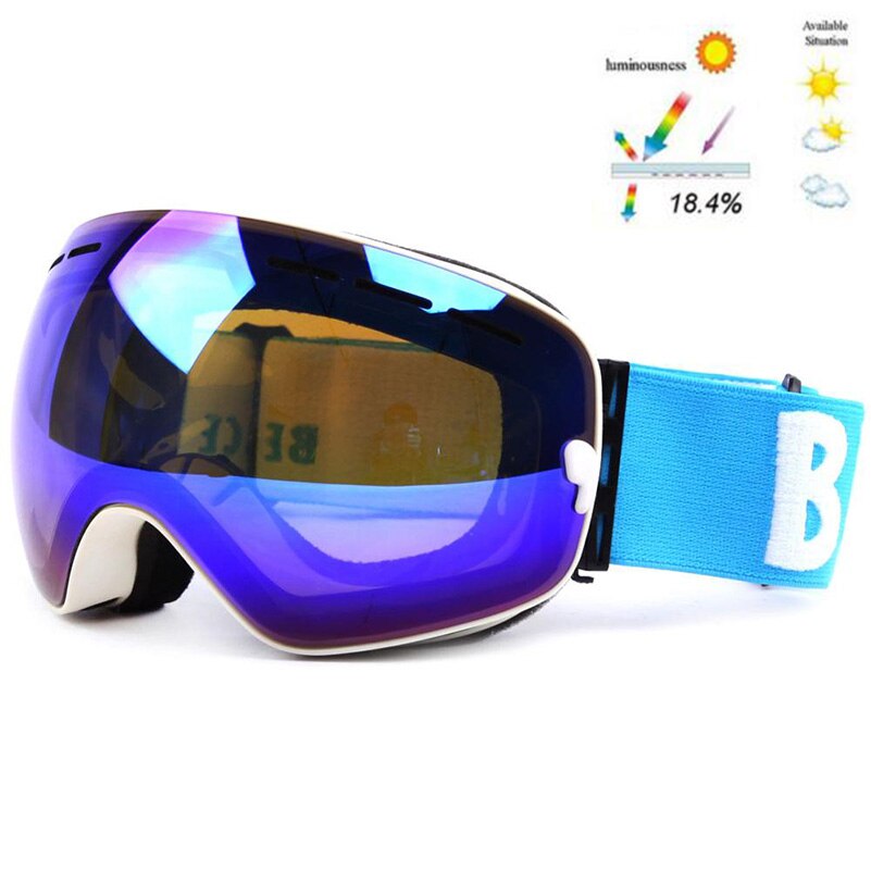 GOG-3100 Doppel schichten UV400 Anti-nebel polarisierte Ski brille für männer frauen große Ski maske gläser für skifahren Helm schnee snowboard: Weiß
