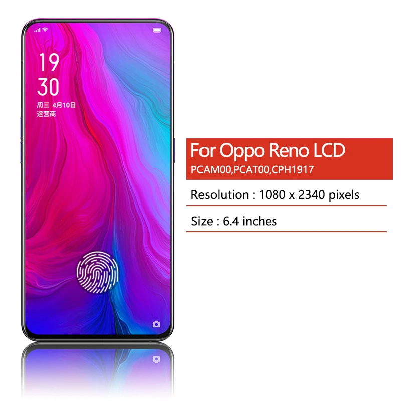 Super AMOLED dla Oppo Reno Wyświetlacz LCD + Zespół digitizera ekranu dotykowego dla Oppo Reno PCAM00 PCAT00 CPH1917 Ekran LCD