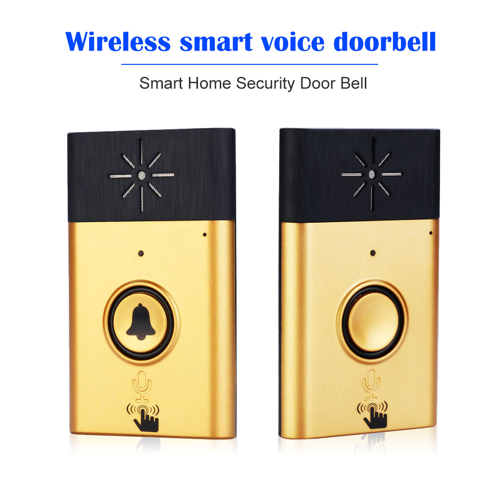 Smart Home Security Door Bell Wireless Voice Intercom Doorbell 2-way Talk Monitor with Outdoor Unit Button Indoor Unit Receiver: 1 Pcs Gold Receiver