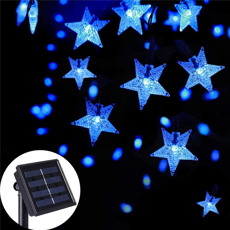 Solar Light Twinkle Star 50/100LED Solar String Lights Waterproof Solar Lamp Garden Tree Window Sun Light Summer Decoration: Blue / 7M 50LEDs