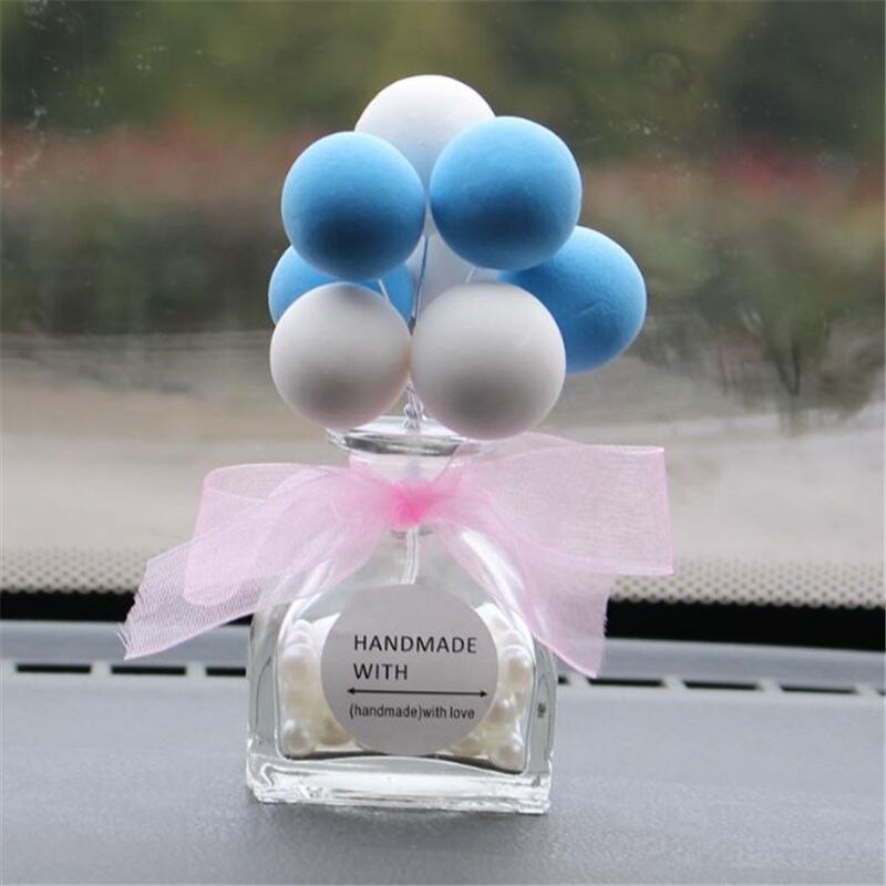 Bonito criativo colorido balão adorável mini decoração do carro interior do carro ar perfume garrafa de cristal painel ornamento nova chegada: Azul