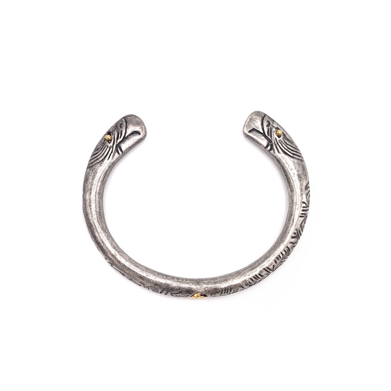 Retro Silver Color Stainless Steel Men's Bracelets & Bangles Animal Eagle Feather Bracelet Men Cuff Bangle pulseira masculina