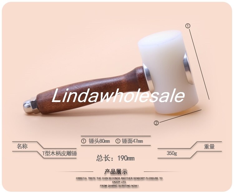 DIY handmade leather craft hammer printing tool nylon hammer with wooden handle: Light Green