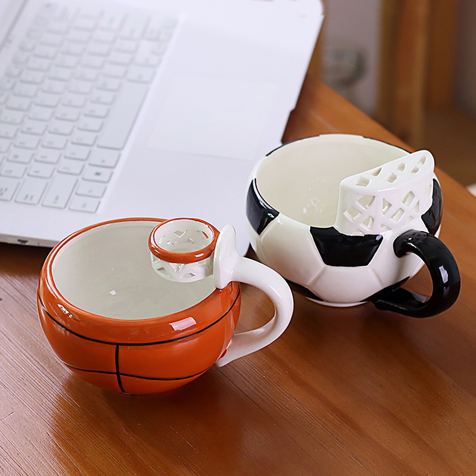 Unique basketball football tea cup shape cute cartoon cup ceramic coffee breakfast water cup home household kitchen supplies
