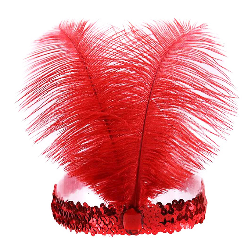 1 Uds. Tocado de plumas indias a la para mujer, diadema de cristal con plumas y lentejuelas, diadema india para de vacaciones, accesorios para el cabello: Rojo