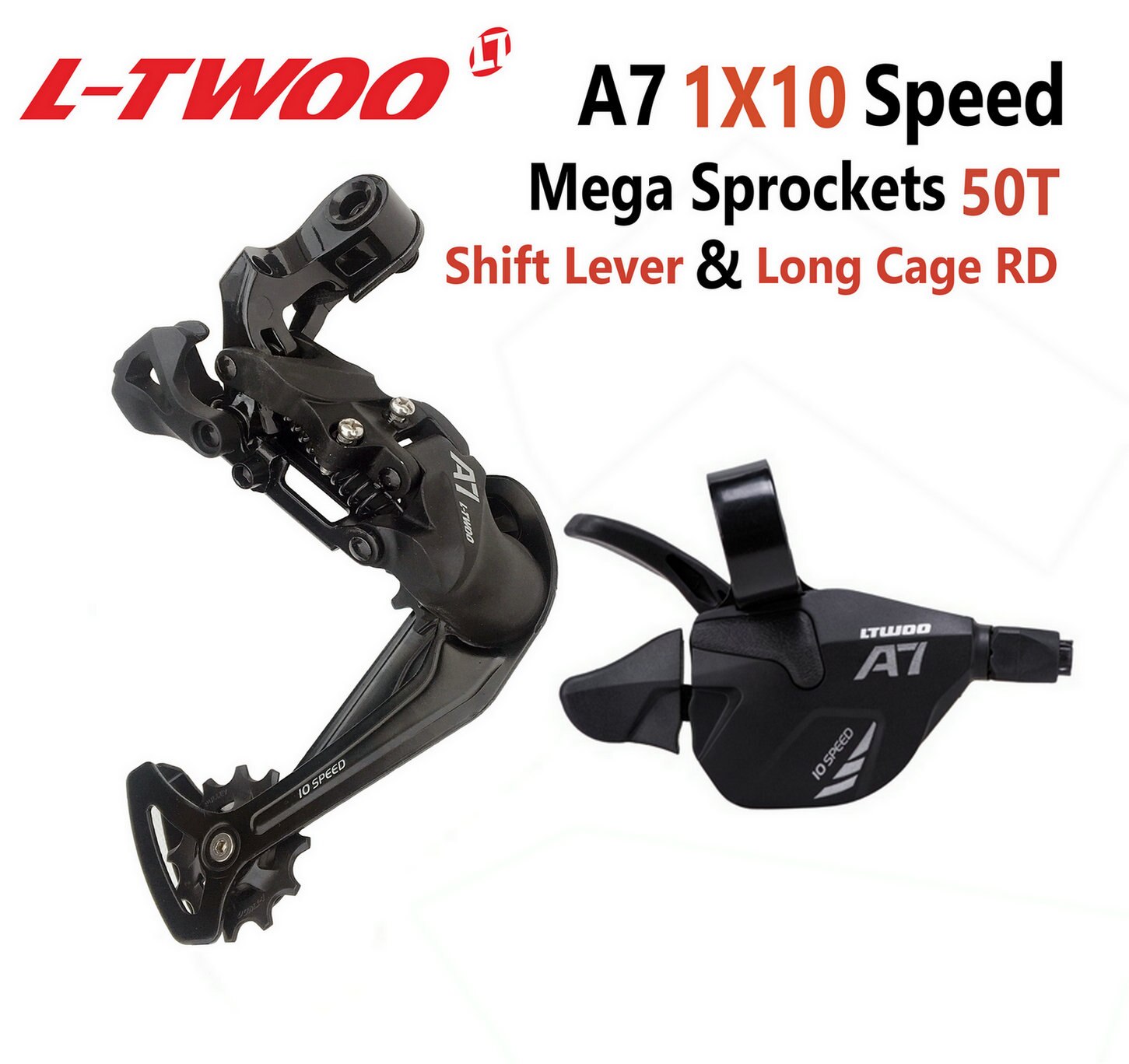 LTWOO A7 1x10 Groupset Trigger Shifter Lever+Rear Derailleur for MTB Bike 10-Speed Cassette Sprockets 42T 46T 50T LTWOO Groupset: Shift RD Long Cage