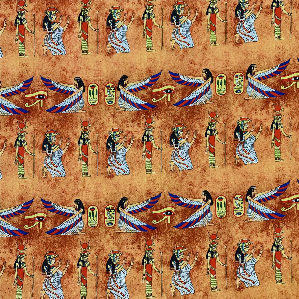 Vintage Mysterieuze Oude Egypte Muurschildering 100% Katoen Naaien Doek Jurk Kleding Textiel Tissue Patchwork