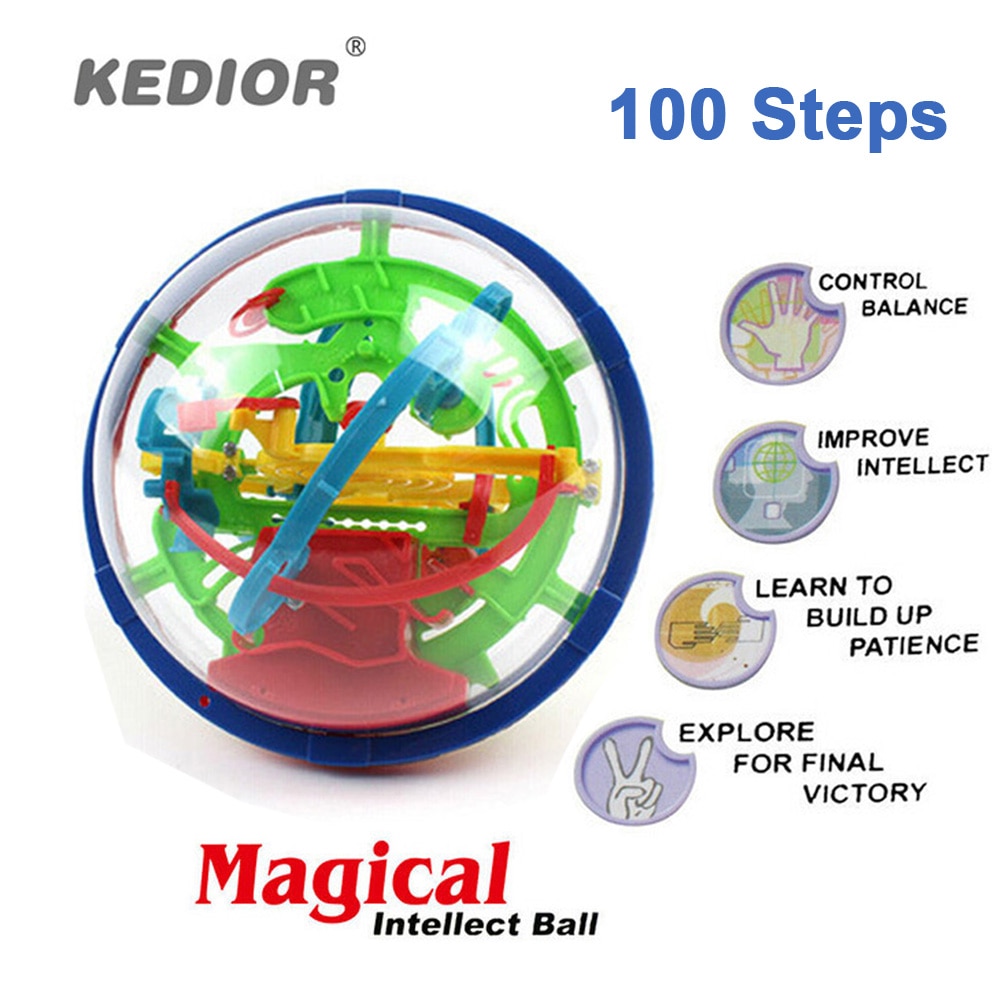 100 trin 3d magisk intellekt labyrint bold til børn balance logik evne puslespil legetøj uddannelsesværktøjer: 100 trin kugle