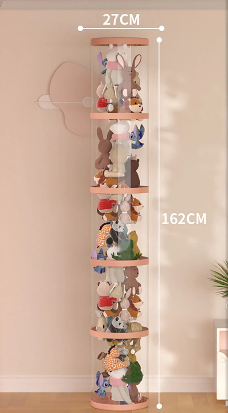 Seau en peluche, boîte à jouets pour enfants, conteneur de rangement de poupée, cylindre Transparent, Tube de rangement étanche à l'humidité, organisateur avec roues: Black