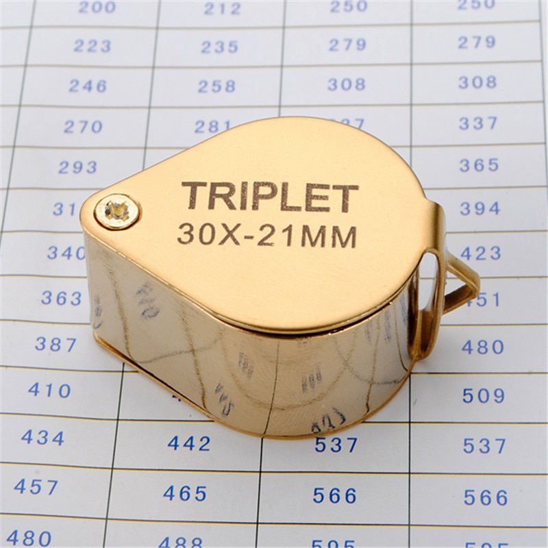 30x 30x21mm Magnifier Jewelers Gold Eye Tool Jewellery Folding Loupe Glass Lens Magnifying Triplet Glass Jewelry Diamond