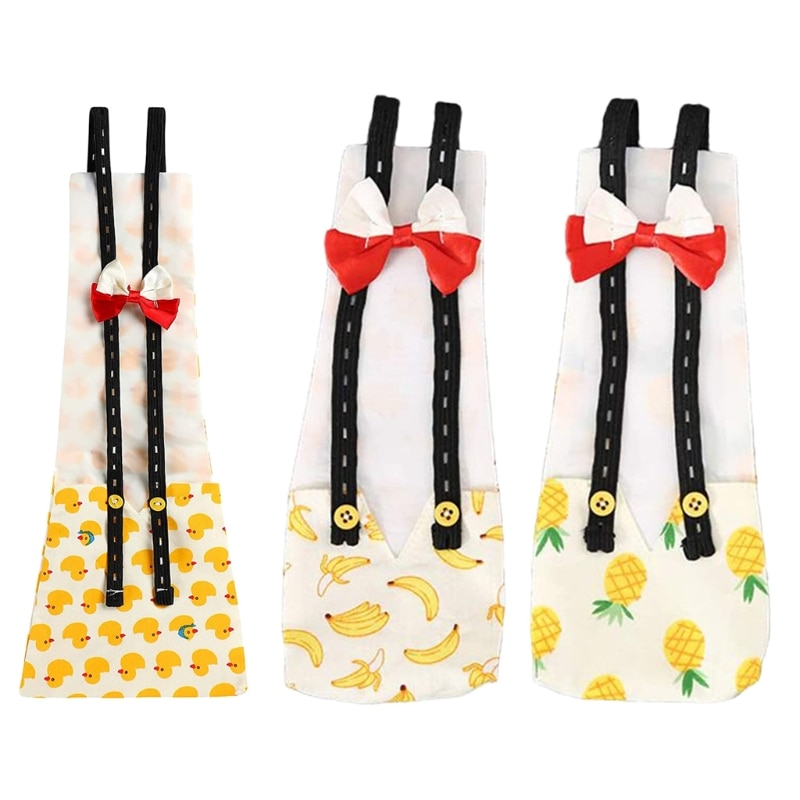 Pañal ajustable reutilizable para aves de corral, pañal con estampado de piña, plátano, pato, Ganso, lavable, con pajarita