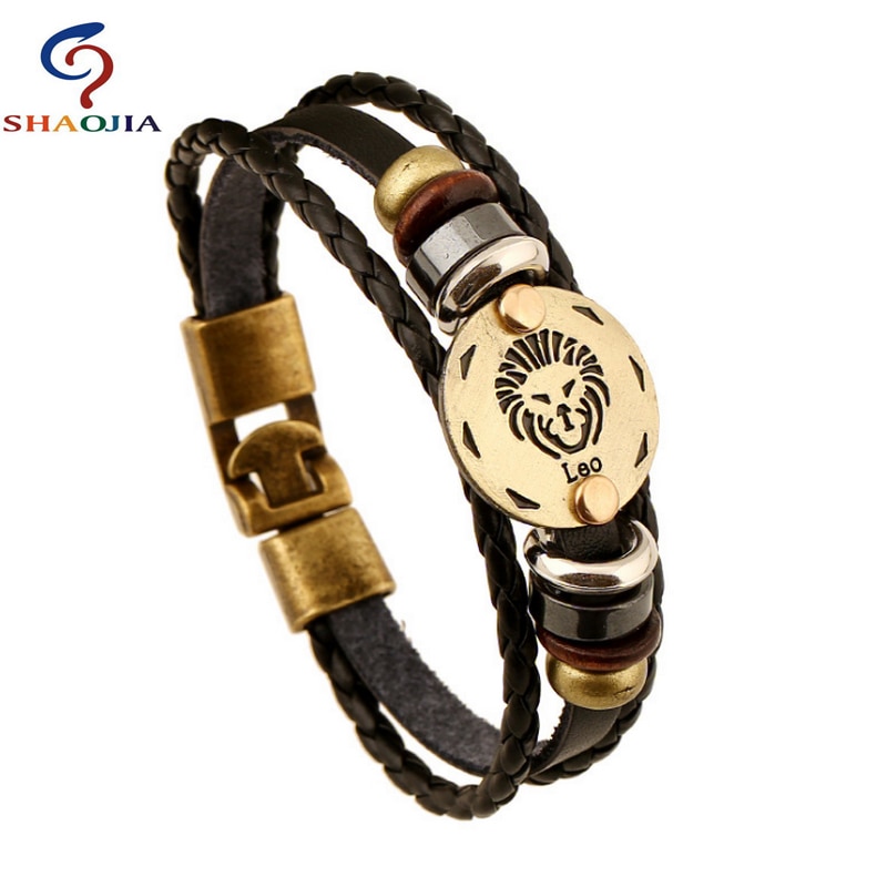 Lederen Armband Vrouwen Sieraden Leeuw Lederen Armbanden &amp; Bangles Charm Brons Legering Gesp Pulseras Mujer Sieraden voor Vrouwen