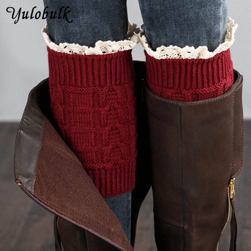 10 couleurs dentelle bottes chaussettes jambières pour les femmes tricot bottes poignets hiver court bottes couvre bottes chaudes guêtres