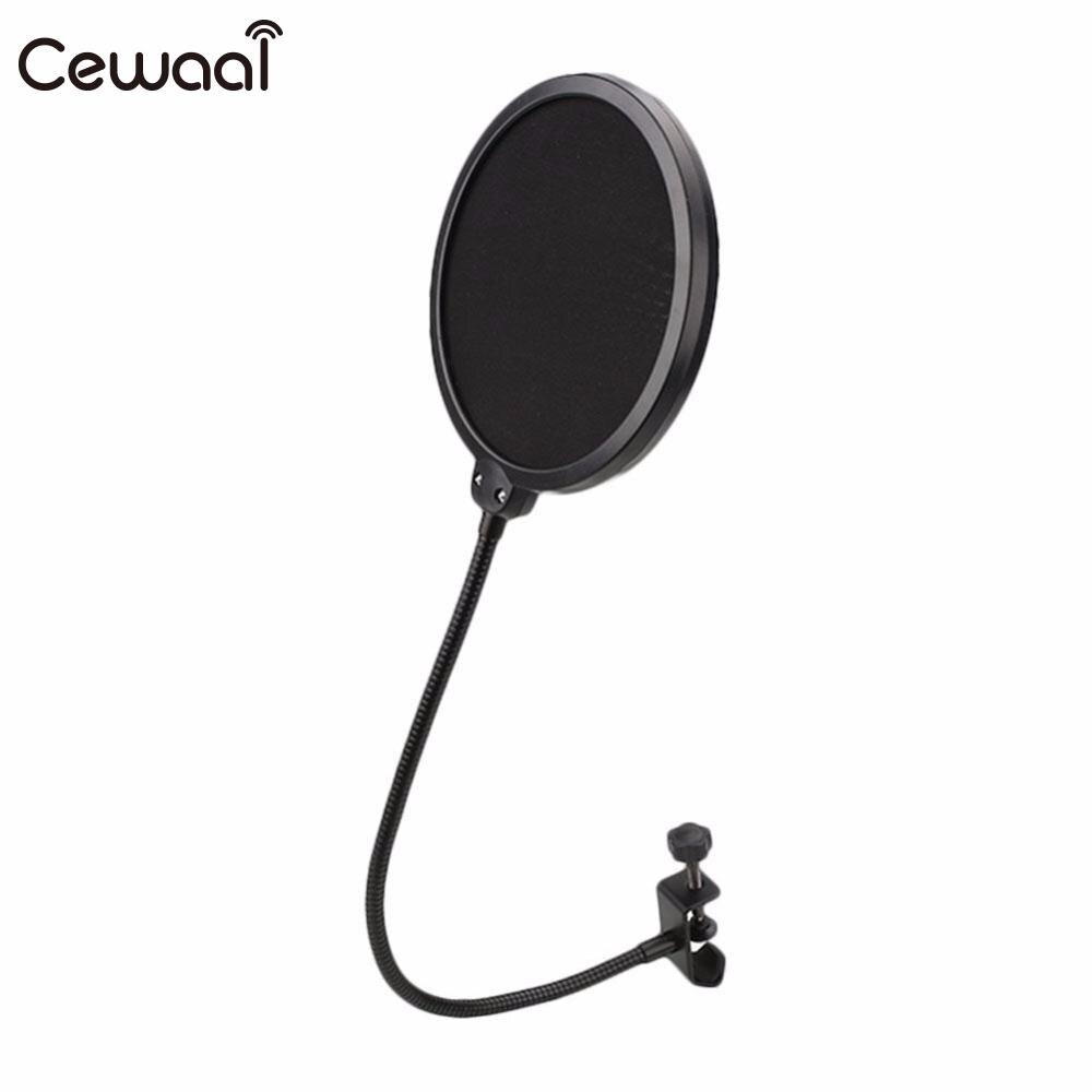 Cewaal sort fleksibel studiemikrofon vindskærm mic pop filter skjold til taletilbehør