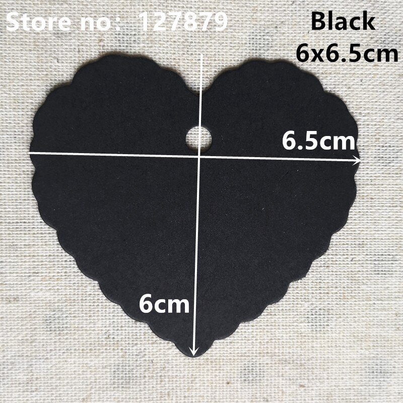 100 pcs 2 maten Prijs Label Hartvorm Kledingstuk labels DIY Handgemaakte Kraftpapier Kaart Gunst Tag DIY tag Party Favor: Black 6x6.5cm