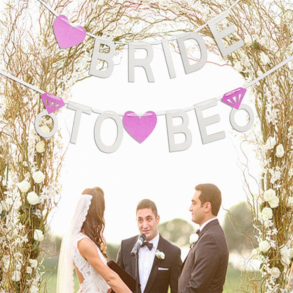 Pink Glitter Paper Banner Bride To Be Letter Flags Garland Banners Bachelorette Party Decoration DIY Wedding Accessories