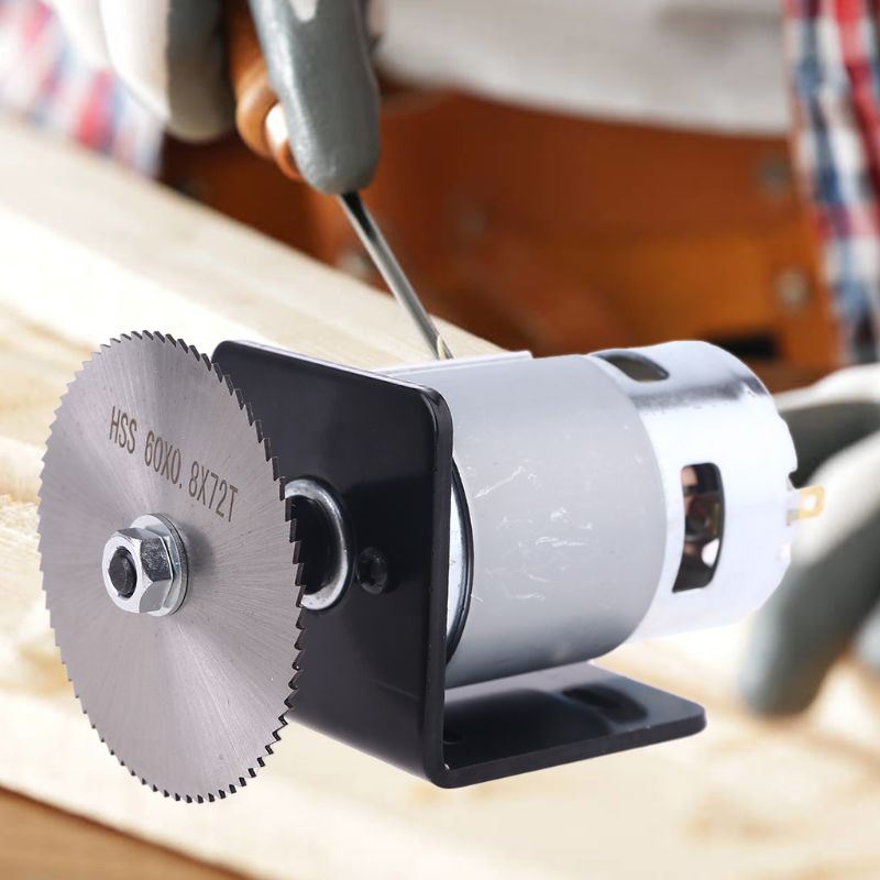 775 Motor Table Saw Kit DC 12V Gear Motor with Mounting Bracket and Saw Blade for Woodworking