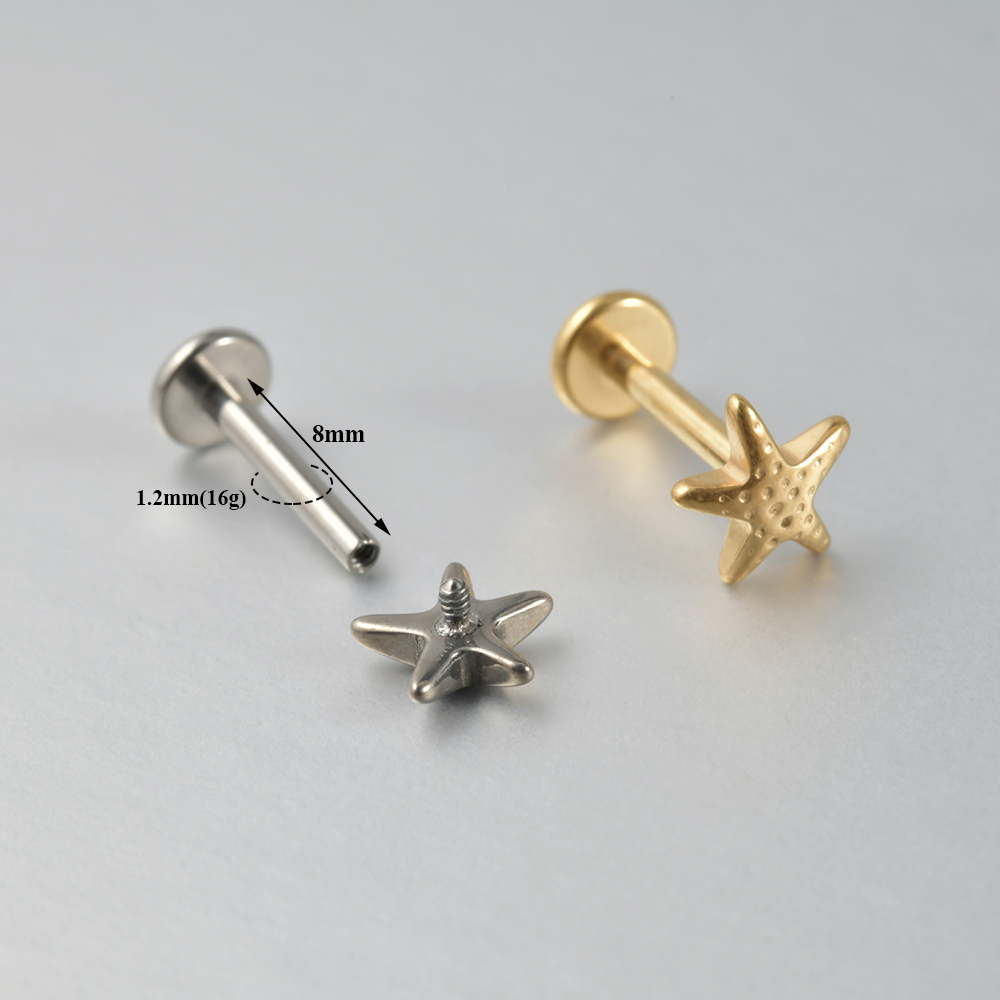 1PC G23 solidny tytan nożyce wąż chrząstka kolczyki Stud 16G gwint wewnętrzny cyrkon Helix ucho Tragus Piercing biżuteria