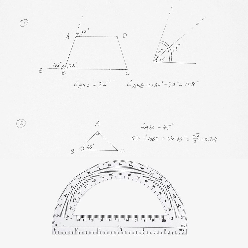 1 Piece Plastic Protractors 180 Degree Protractor, 6 Inches, Clear