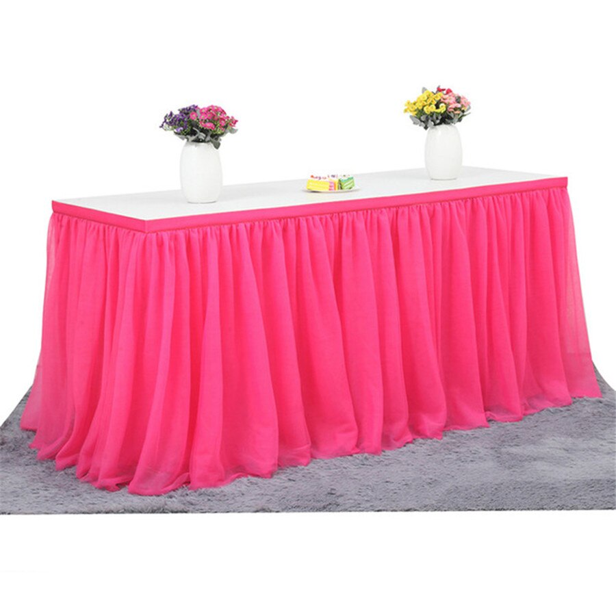 183 x77 cm Wedding Party Tutu Tulle Table Skirt Cover Tableware Cloth Baby Shower Party Home Decor Table Skirting Birthday Party: rose red