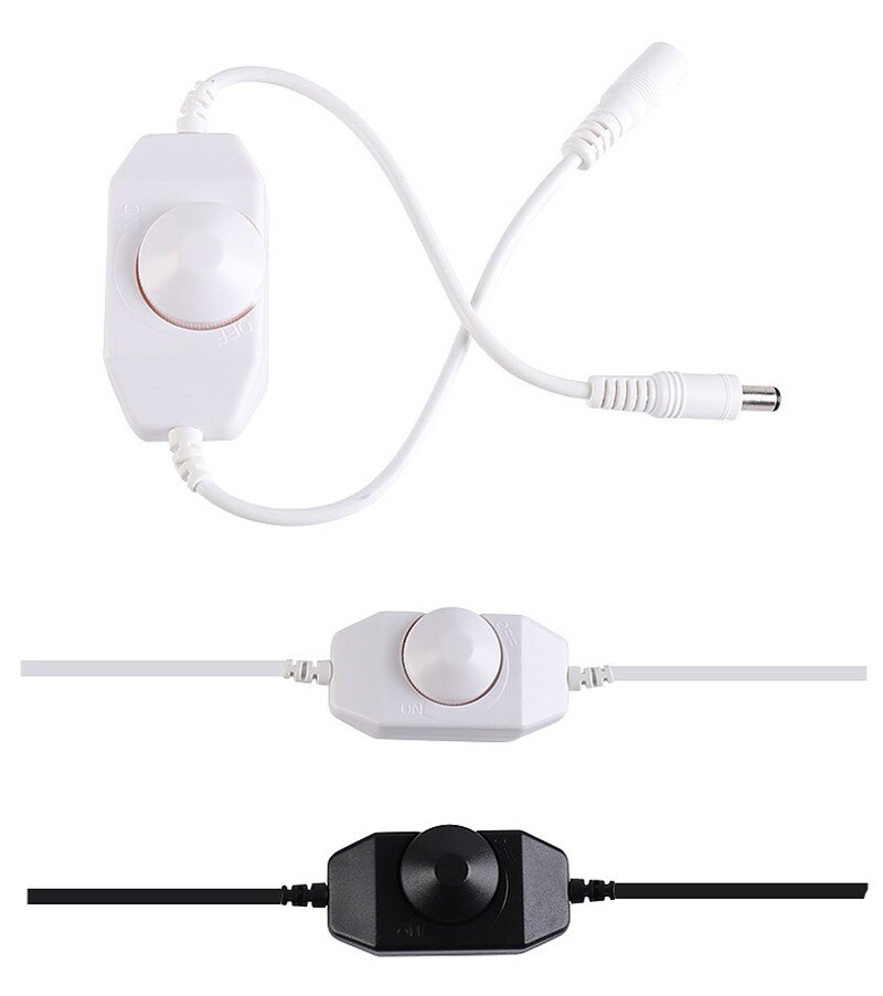 LED Dimmer Switch Brightness Adjust Controller for 2835 3014 3528 5050 5730 5630 Single Color Strip Light DC 12V 24V Black/White