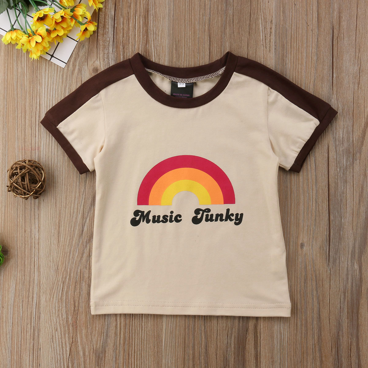 1-6T Toddler Cool Boy Girl Rainbow print T-shirt Summer Top Short Sleeve Unisex Cotton Infant Children Clothing