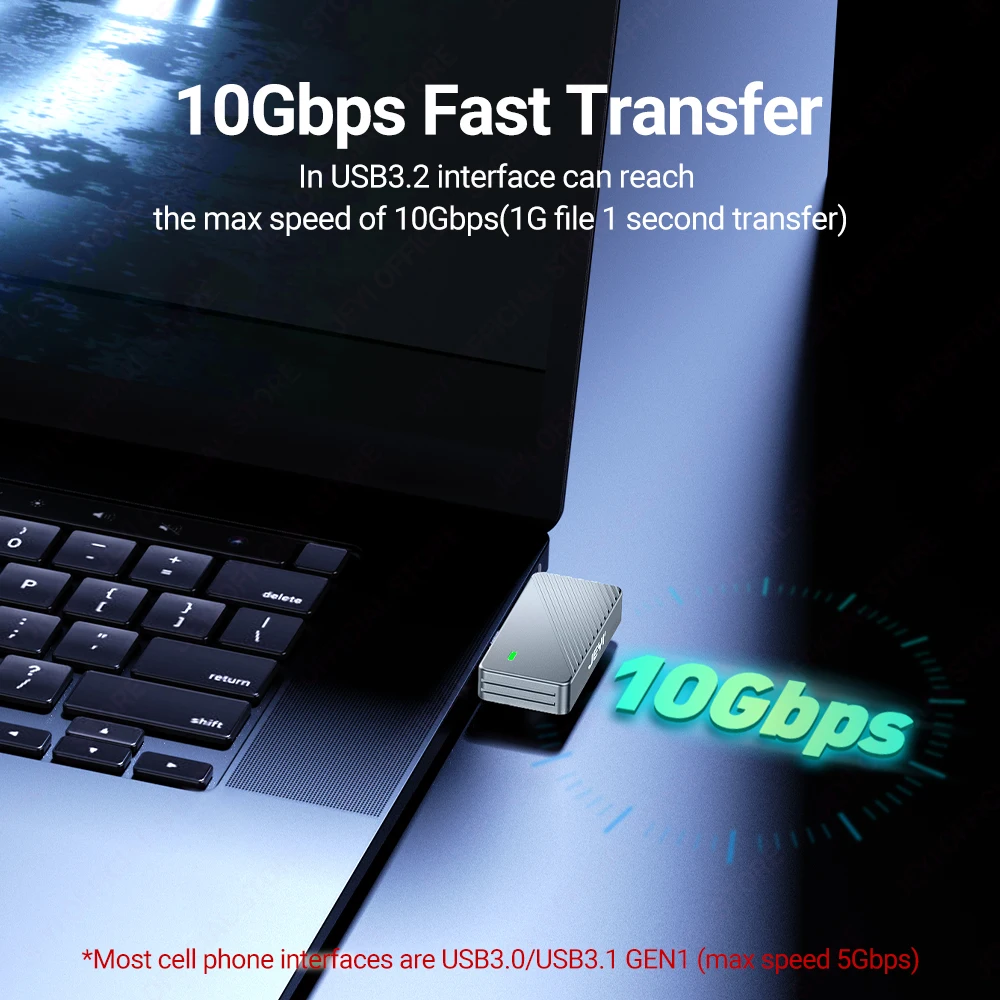 JEYI 2242 2230 M.2 NVMe Direct-attach SSD Enclosure, USB 3.2 10Gbps Direct USB-C Plug Aluminum M2 Enclosure Supports UASP TRIM