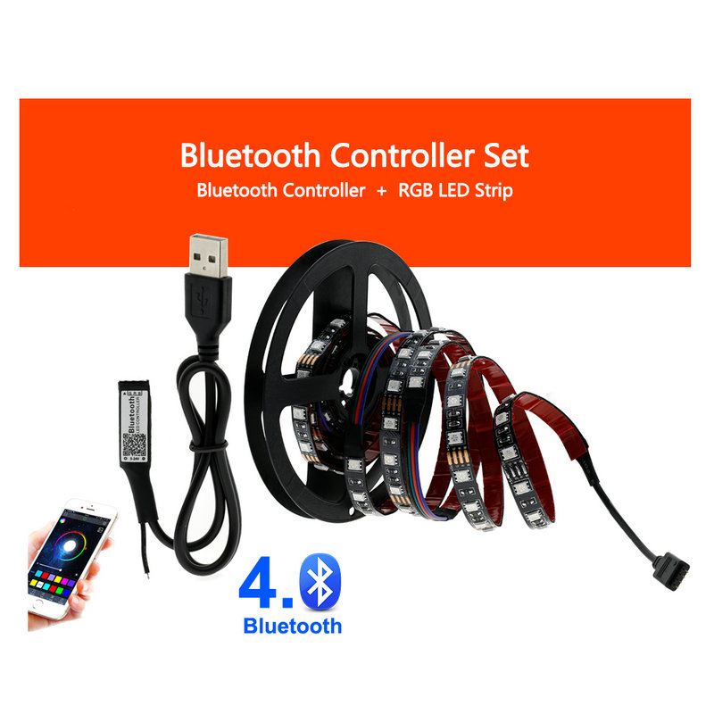 Usb Led Strip 5050 Rgb Flexibele Led Light DC5V Rgb Color Verwisselbare Tv Achtergrond Verlichting.: Bluetooth Controller / 2m