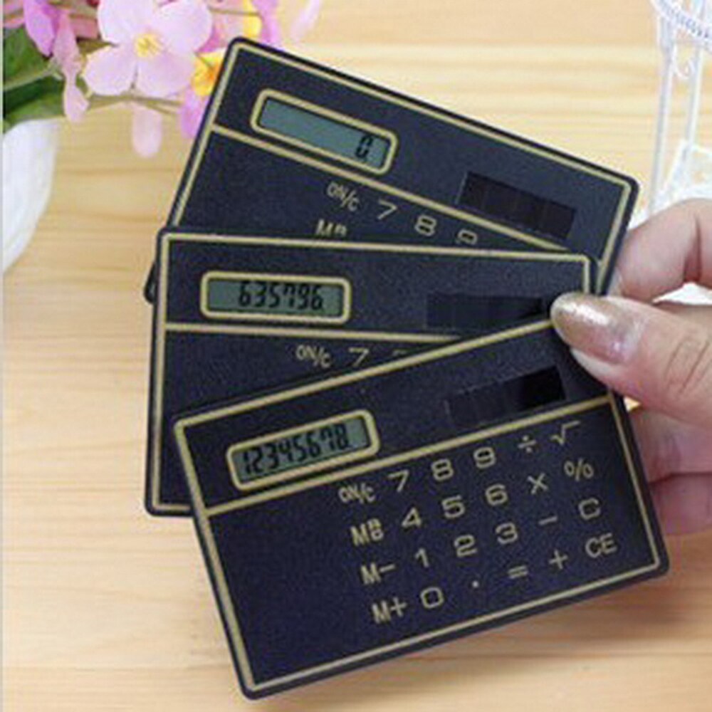 Ultra Dunne Mini Credit Card Calculator Size 8 Digit Draagbare Solar Power Pocket Calculator Student Kantoor Rekenmachine Instrumenten