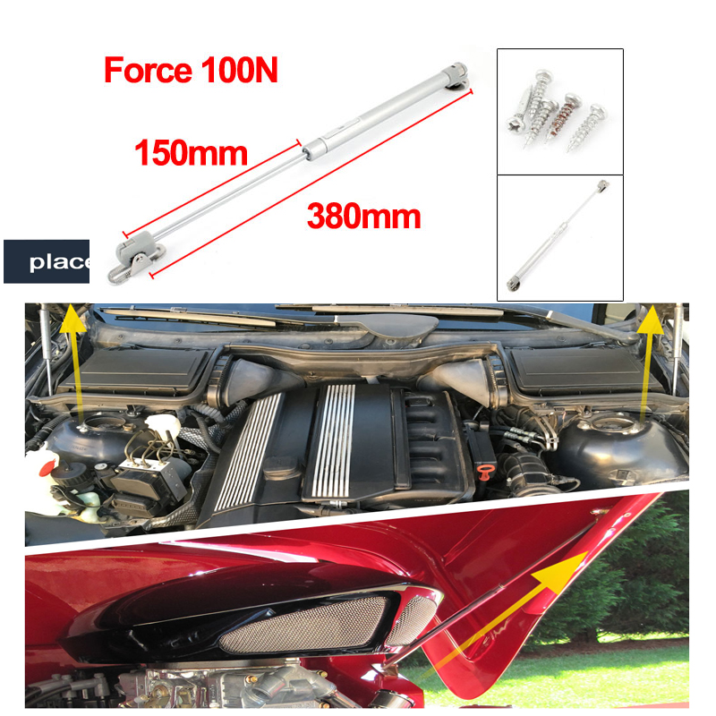 Silver Tone 100N 380mm/15" Long Gas Spring Shock Support Lift Arms Strut lifting Holding Motion Control Device