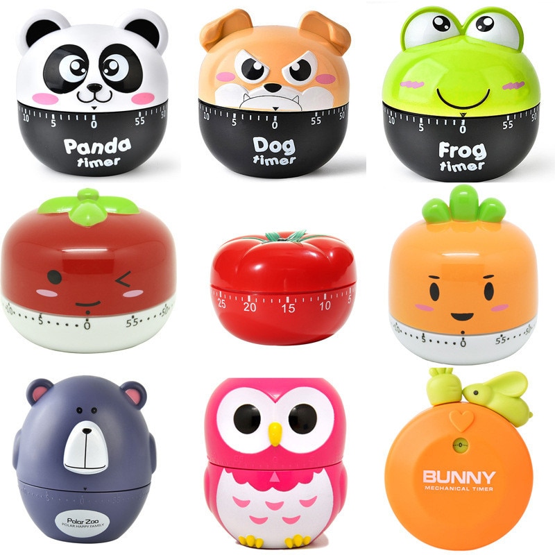 Kitchen Timer, 55 Minutes Cute Cartoon Mechanical Loud Alarm Counters Countdown Timer Cooking Tool