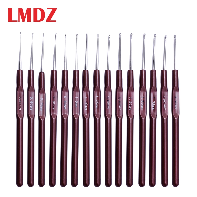 Lmdz 1 kpl virkkuukoukku pieni koko lanka neulepuikot pitsinukeille tee itse työkalut 15 kokoa koukut neulomiseen 0.5mm-2.1mm
