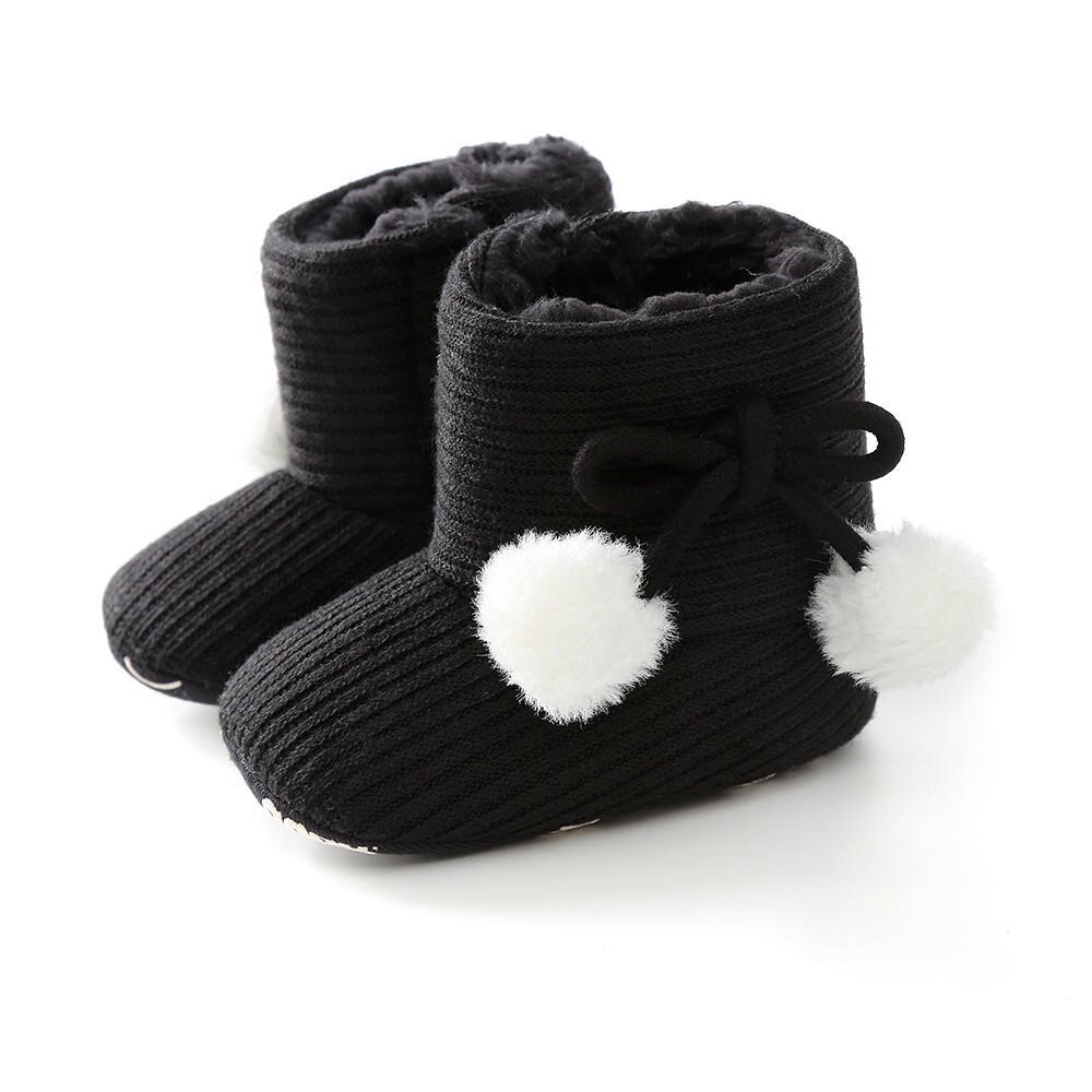 Jongens Meisjes Laarzen Baby Kid Meisjes Schoenen Gebreide Bont Laarzen Peuters Soft Sole Korte Warme Zachte Sneeuw Schoenen 0- 18 maanden: Balck / 7-12 Months