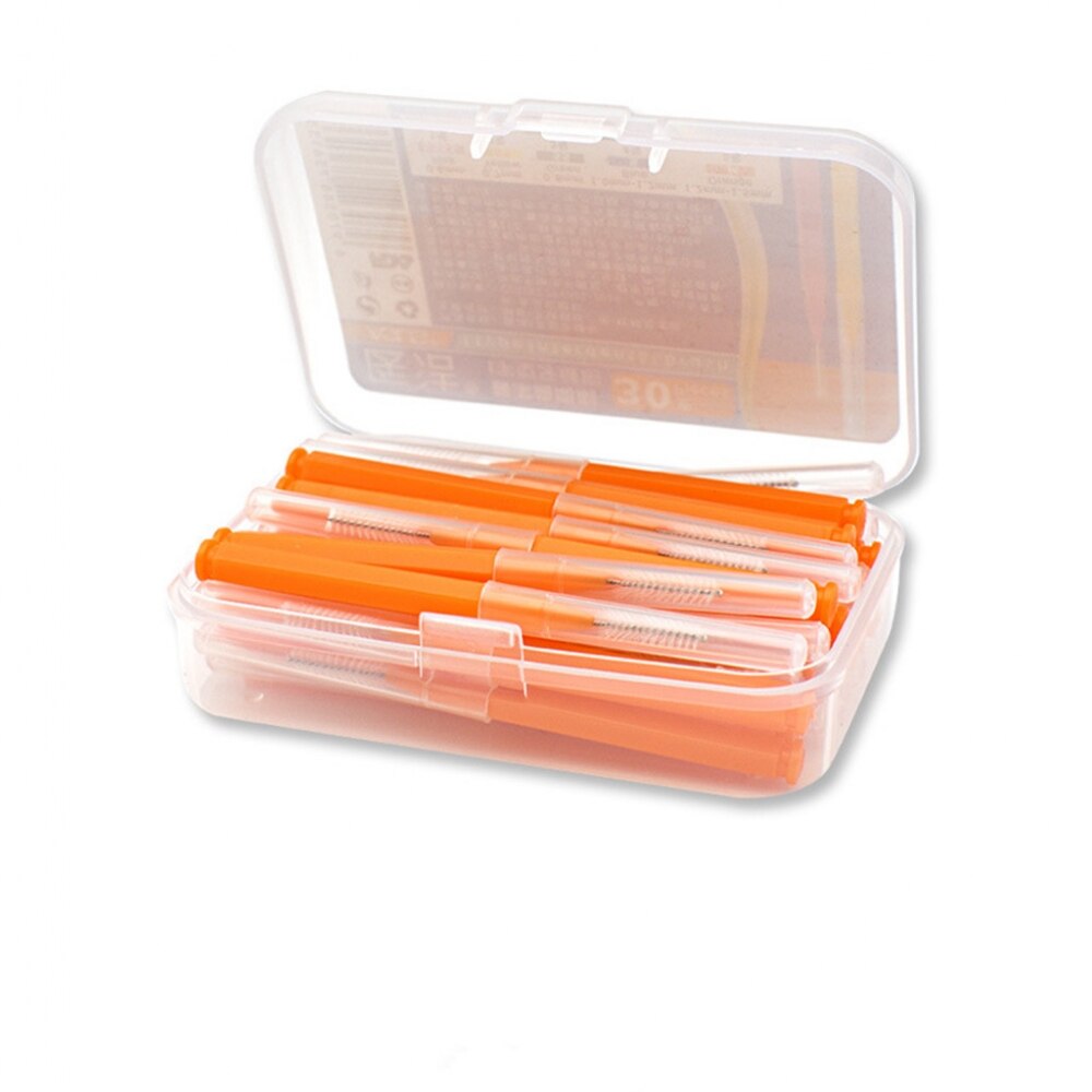 30 PCS Interdental Brush Portable Tooth Care Brush Tooth Cleaner Interdental Toothbrush Toothpick Oral Care Tool: Orange