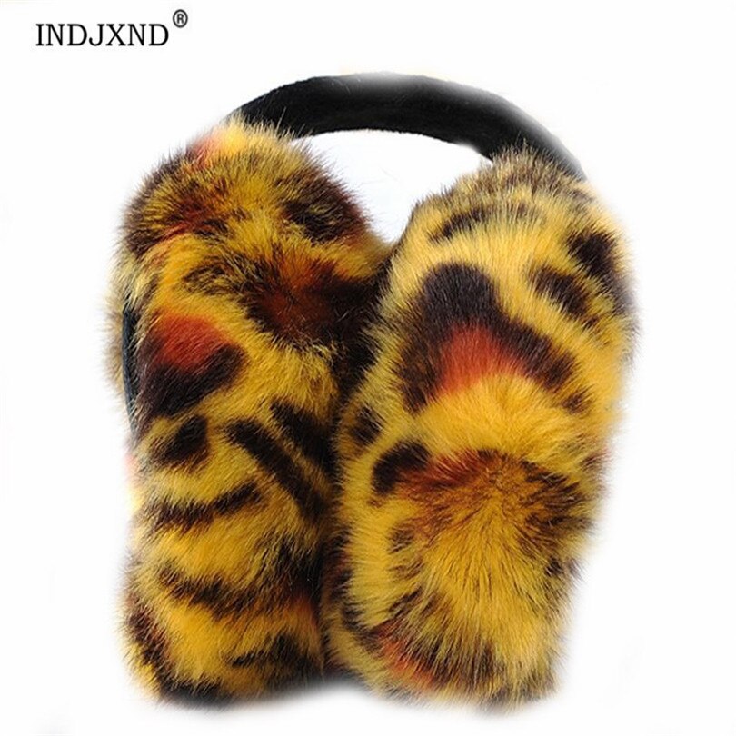 Orejeras de lana de leopardo de estilo femenino, banda de envoltura para las orejas, calentador, cómodo, cálido,