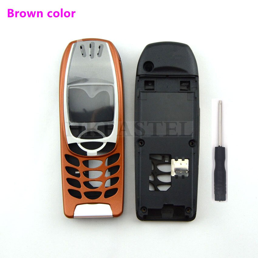 Brandnew Voor Nokia 6310 6310i Mobiele Telefoon 5A Behuizing Cover Case (Geen Toetsenbord) zwart Zilver Goud Bruin Gratis Tool: Brown