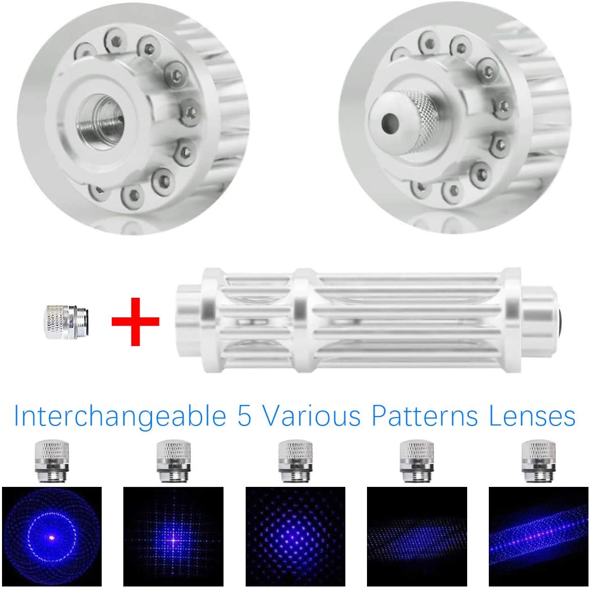 Torche Laser bleue brûlante, puissante, 445nm, SOS, torche de chasse, pointeurs de vue focalisables, lampe de poche