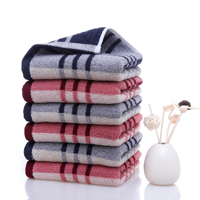 Toalla de rayas a cuadros de 35x75 cm, toallas 100% de algodón para la cara, toallas suaves y baratas, conjunto de 2 unids/set para el cabello de baño adulto, asciugamani