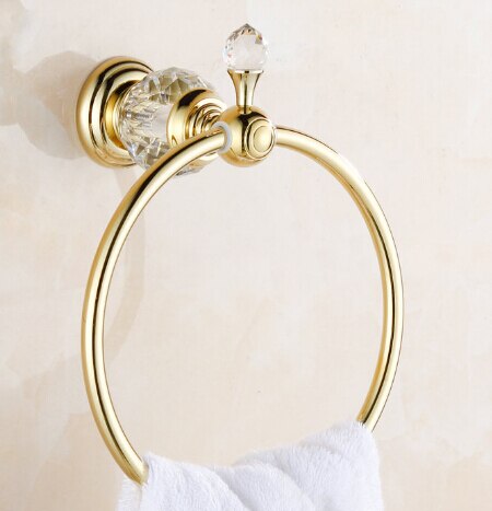 Luxe Crystal & Messing Goud Handdoek Ring, Handdoekhouder, Nieuwkomers Handdoek Bar Badkamer Accessoires,