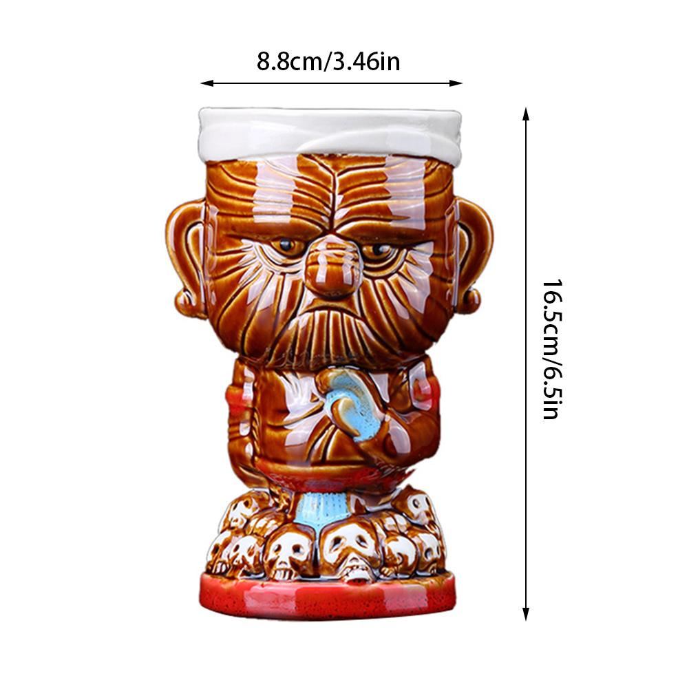 Maori Chiefs Hawaii Tiki Mug Innovative Hand-painted Ceramics Cocktail Beer Cup Easter Islander 430ml Tiki Wine Drink Mug