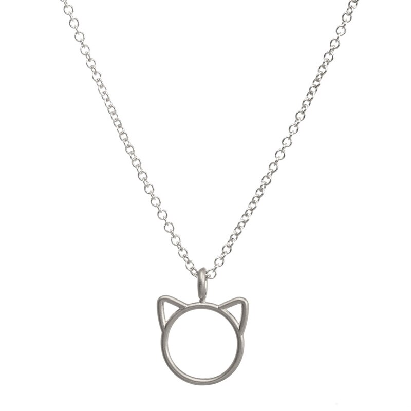 HEIßE Schmuck Purrfection Katze Ohr Legierung Anhänger Kurze Halskette Frauen: Silver