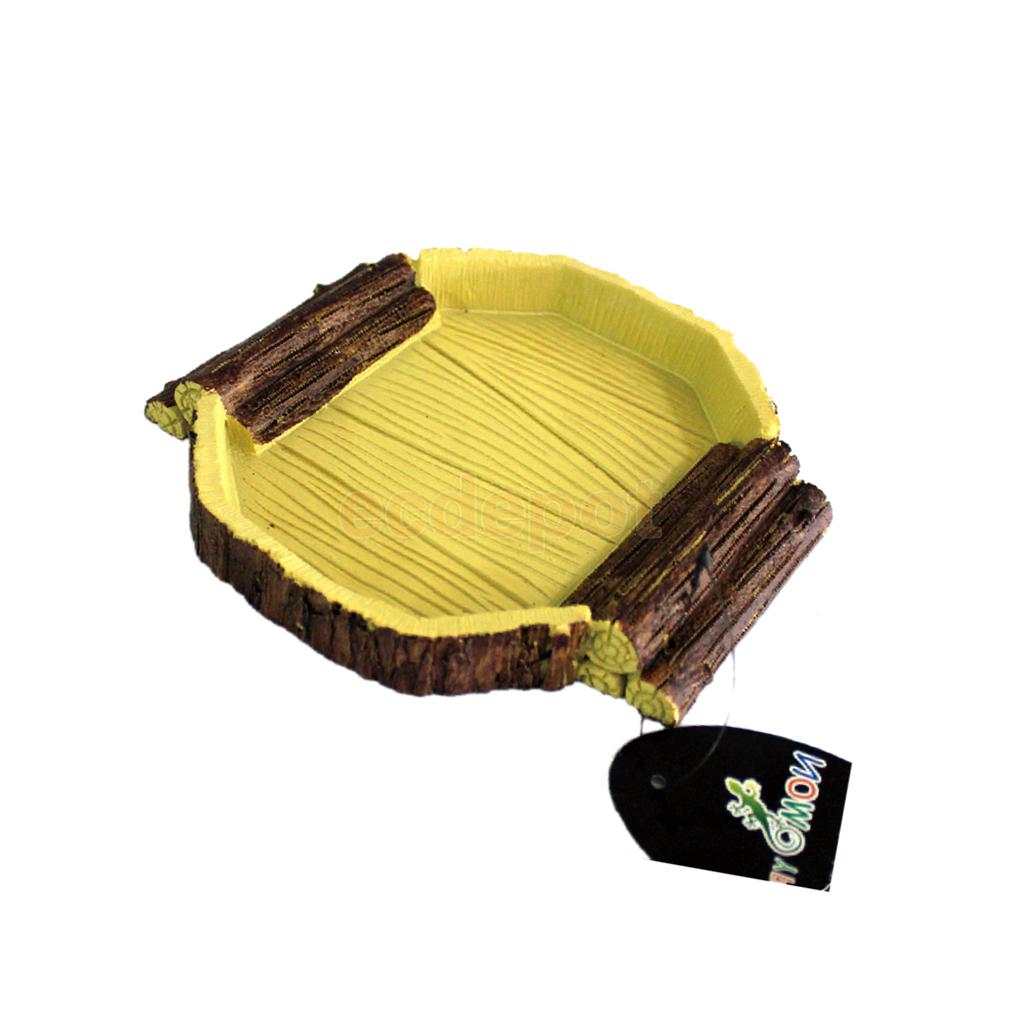 Plato de agua y comida, cuenco, bandeja, terrario, decoración para reptiles, tortugas, serpientes, 16x15x2,5 cm