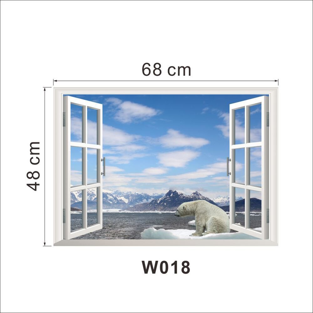 Witte sneeuw gletsjer berg strand ijsbeer 3d raam mooie film muursticker behang uitzicht muurstickers: Default Title