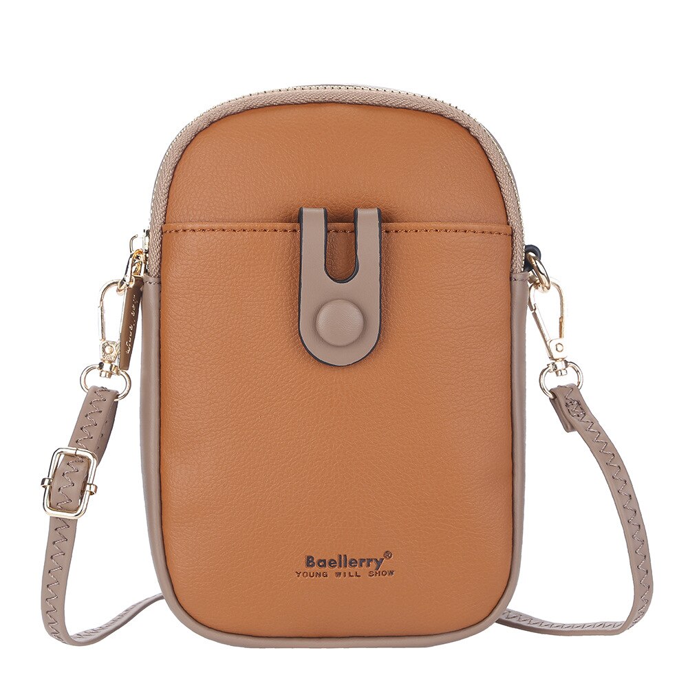 Frauen Weiche Leder Einzelnen Schulter Taschen Weibliche Multifunktions Große Kapazität Crossbody Geldbörse Damen Bote Brieftasche: Braun