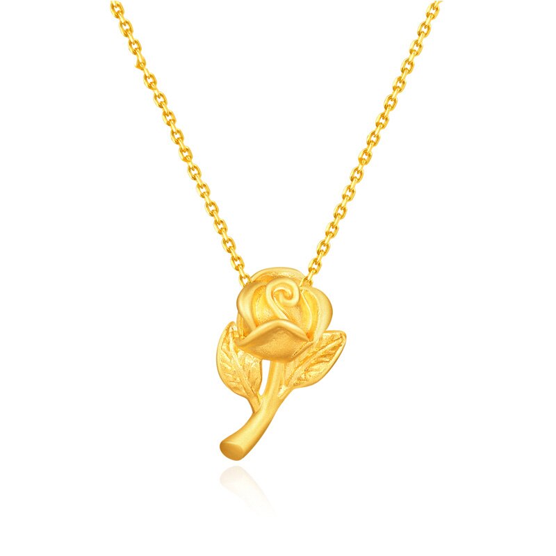 Puur Goud 999 Rose Bloem Hanger Vrouw 24K Echte Gouden Hanger 18K Ketting Mode Romantische Sieraden