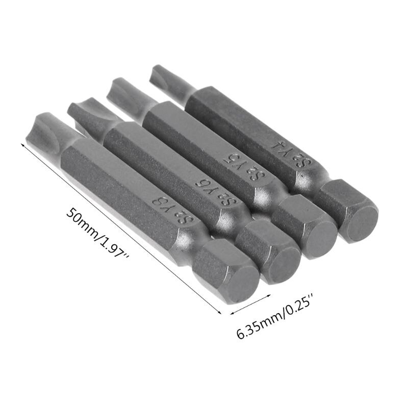 Ponteiras de chave de fenda magnética, 4 pçs/set, para reparo de bicicleta, cabeça triangular, haste hexagonal y4 y5 y6 y8